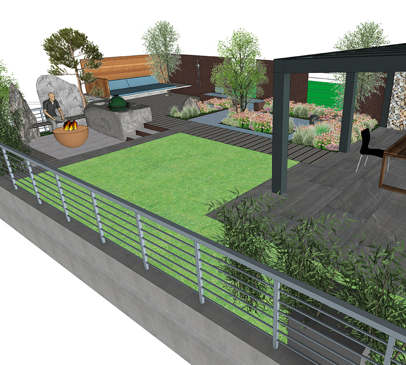 Planskizze eines Gartens